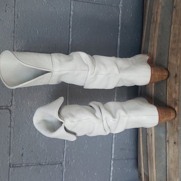90's Ivory Frye Slouchy Roll-top boots Size 6M - Picture 6 of 11